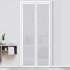Classic Mosquito Net for Door Fiberglass Magnetic Curtain Auto Closing Insect Screen for All Door Types with Self Adhesive Hook Tape (220X120cms, White)