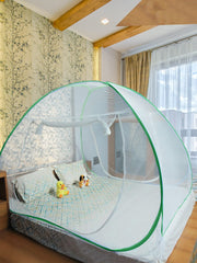 Evafly Mosquito Net for Double Bed | King Size Foldable Machardani | Polyester 30GSM Strong Net |PVC Coated Corrosion Resistant Steel Wire - Green