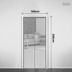 Classic Mosquito Net for Door Fiberglass Magnetic Curtain Auto Closing Insect Screen for All Door Types with Self Adhesive Hook Tape (220X140cms, Grey)