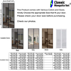 Classic Mosquito Net for Door Polyester Magnetic Curtain Auto Closing Insect Screen for All Door Types with Self Adhesive Hook Tape (195X100cms, Grey)