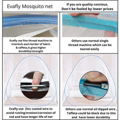 Evafly Mosquito Net for Single Bed Foldable Machardani Polyester Strong Net Flexible Fiberglass Rod Oval Shape -Pink
