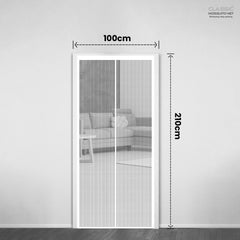Classic Mosquito Net for Door Polyester Magnetic Curtain Auto Closing Insect Screen for All Door Types with Self Adhesive Hook Tape(210X100cm,Ivory)